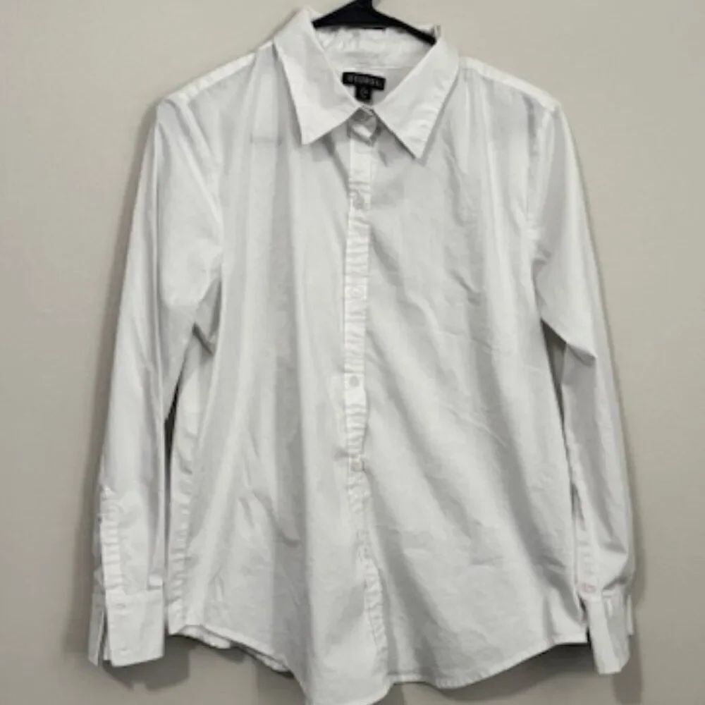 USED Men's George Long Sleeve Button Up Shirt Color White Size Large (12-14)